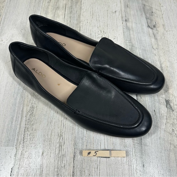 Aldo Women’s Joeya Pointed Toe Flats Slip On Loafers Black Leather Low Top #5 - Picture 11 of 11